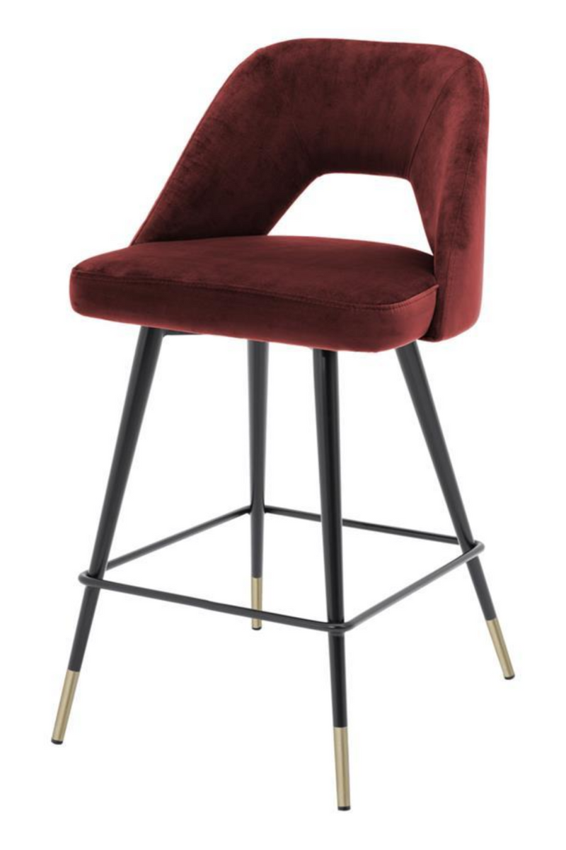 Chaise de bar en velours rouge | Eichholtz Avorio | Meubleluxe.fr