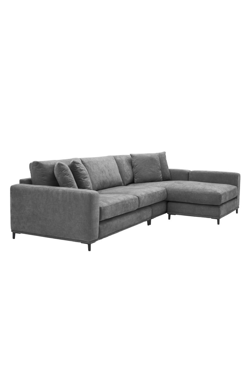 Canapé d'angle 4 places en velours gris | Eichholtz Feraud | Meubleluxe.fr