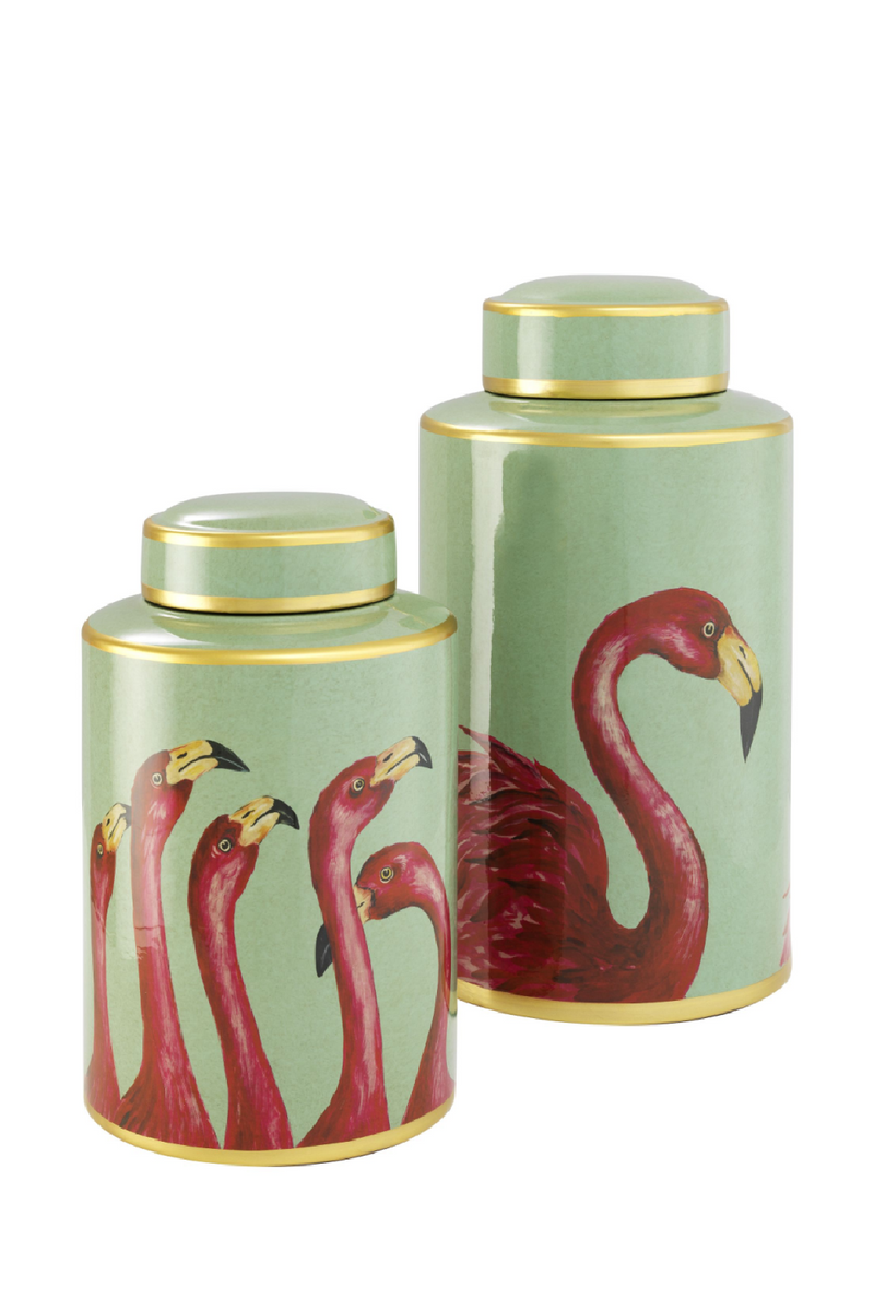 Pots en porcelaine imprimé | Eichholtz Flamingo | Meubleluxe.fr