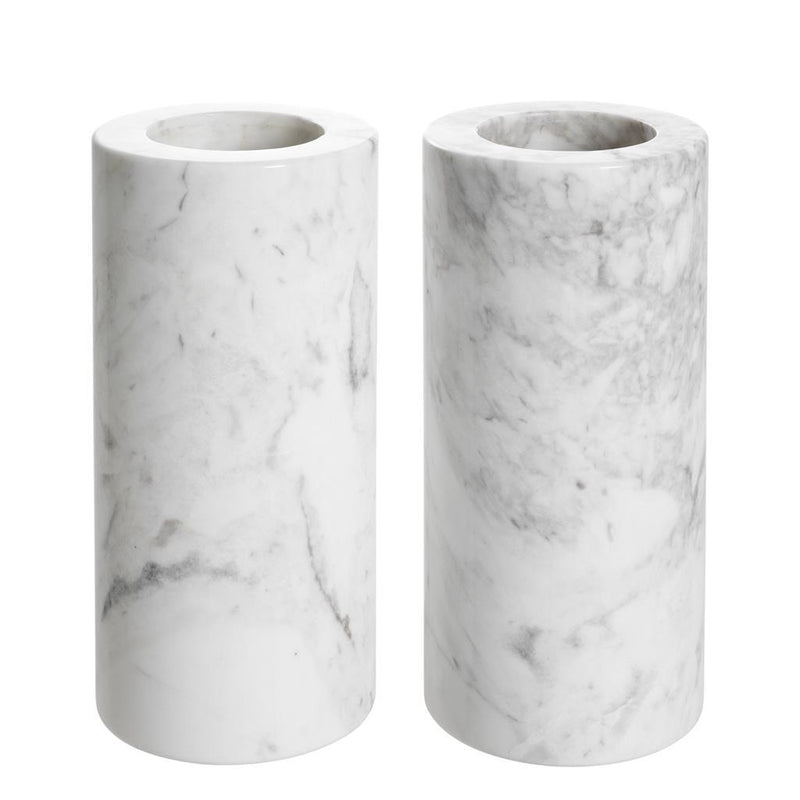 Bougeoirs en marbre blanc (lot de 2) | Eichholtz Tobor L | Meubleluxe.fr