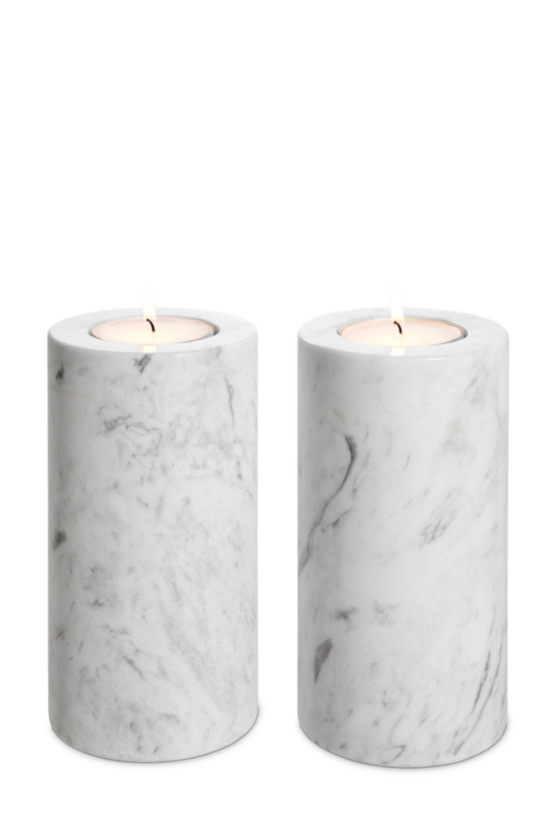 Bougeoirs en marbre blanc | Eichholtz Tobor M | Meubleluxe.fr