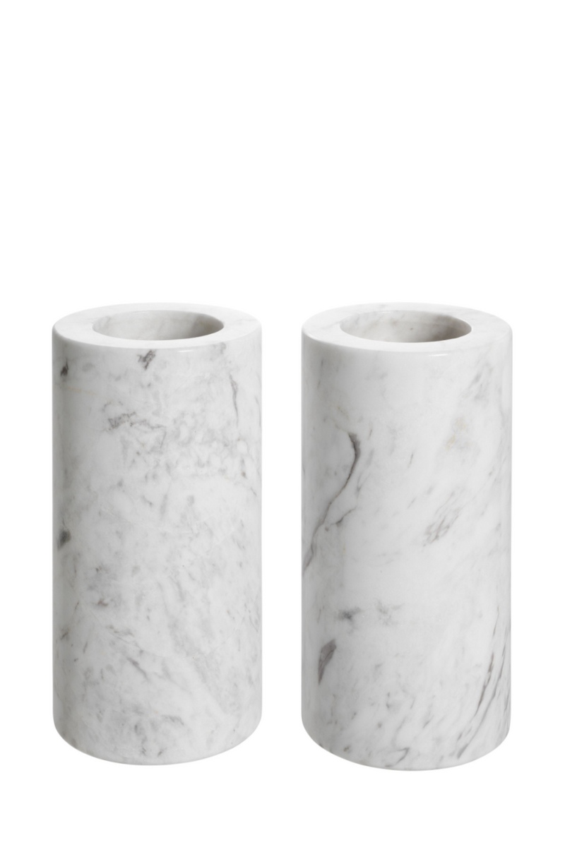 Bougeoirs en marbre blanc | Eichholtz Tobor M | Meubleluxe.fr