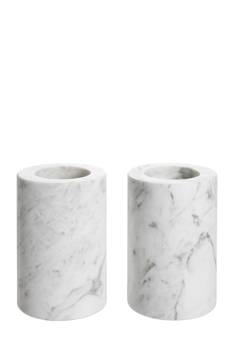 Bougeoirs en marbre blanc | Eichholtz Tobor S | Meubleluxe.fr
