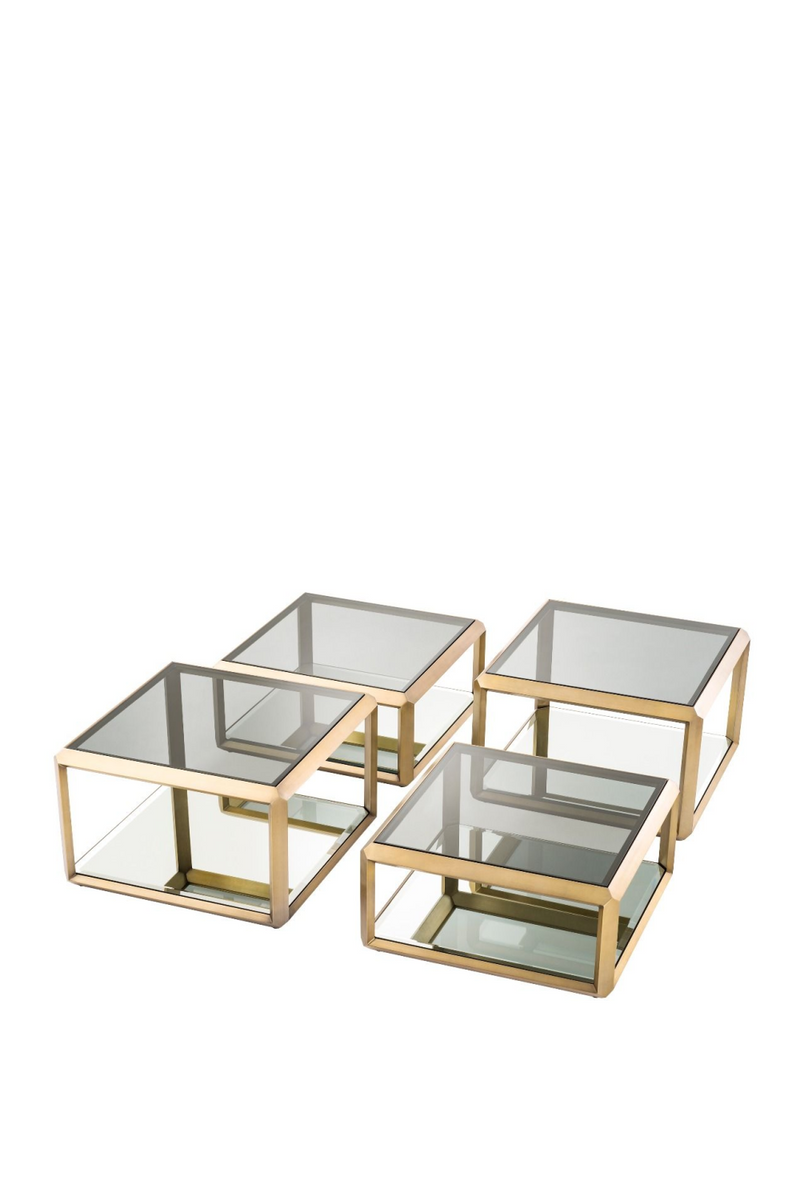 Table basse dorée en verre (lot de 4) | Eichholtz Callum   | Meubleluxe.fr