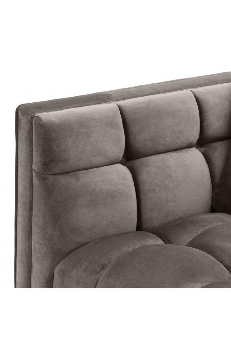 Canapé d'angle matelassé en velours gris (gauche) | Eichholtz Sienna | Meubleluxe.fr