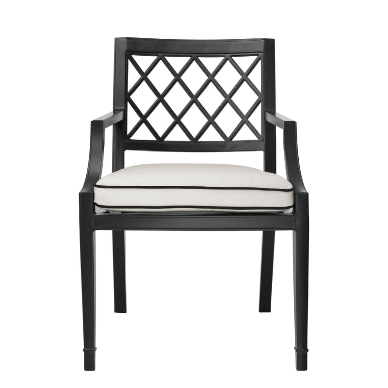 Chaise de table laquée noir avec accoudoirs | Eichholtz Paladium | Meuble Luxe