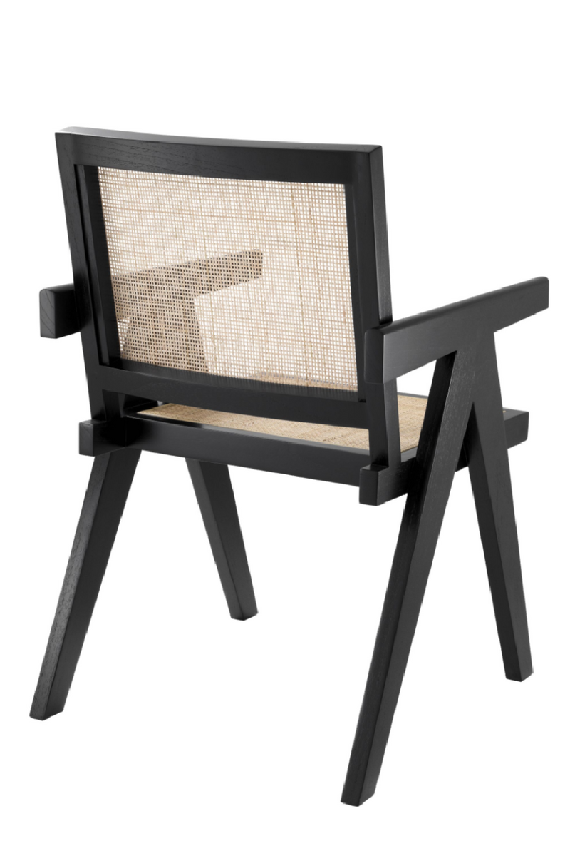 Chaise de salle à manger noire en rotin | Eichholtz Aristide | Meubleluxe.fr