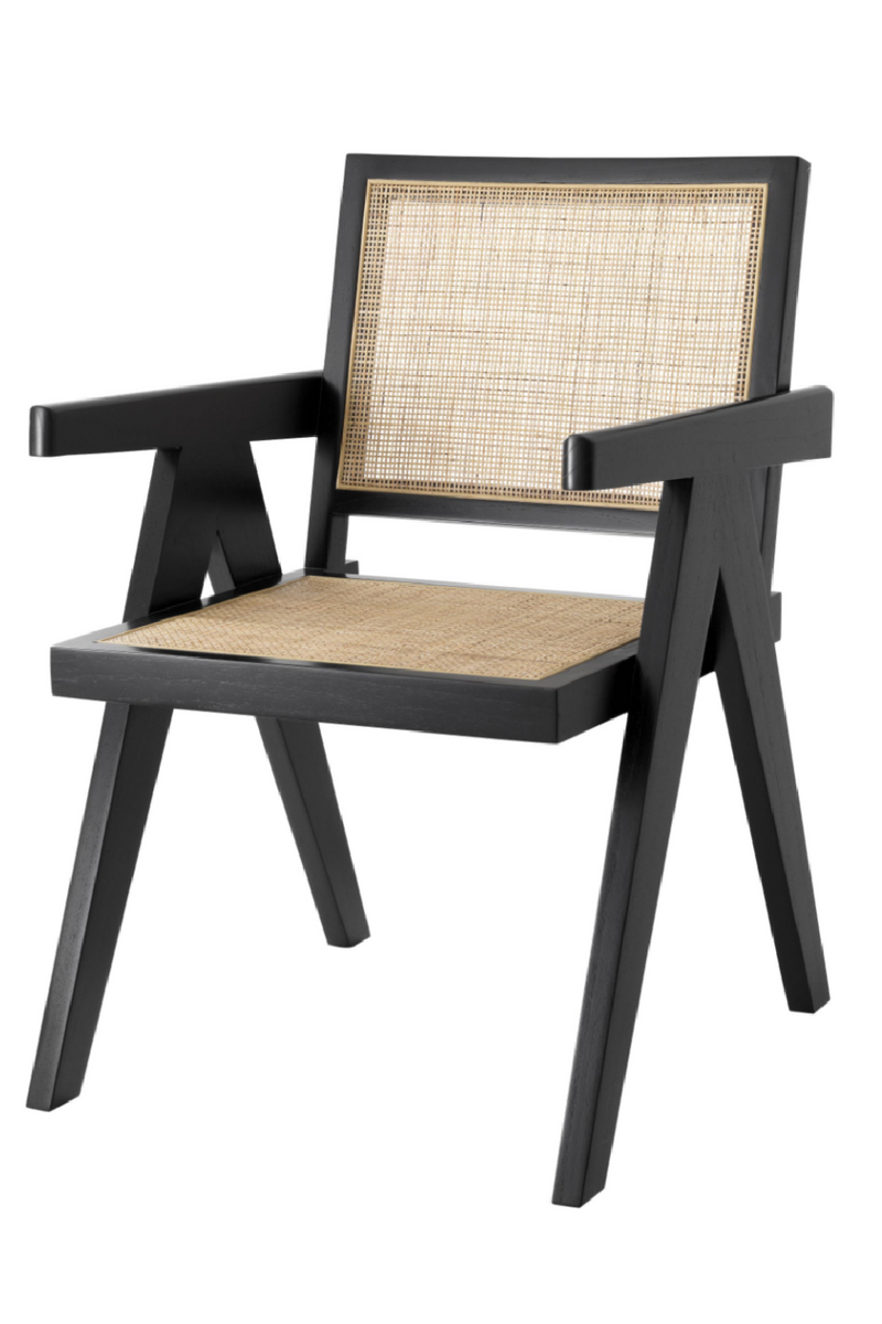 Chaise de salle à manger noire en rotin | Eichholtz Aristide | Meubleluxe.fr