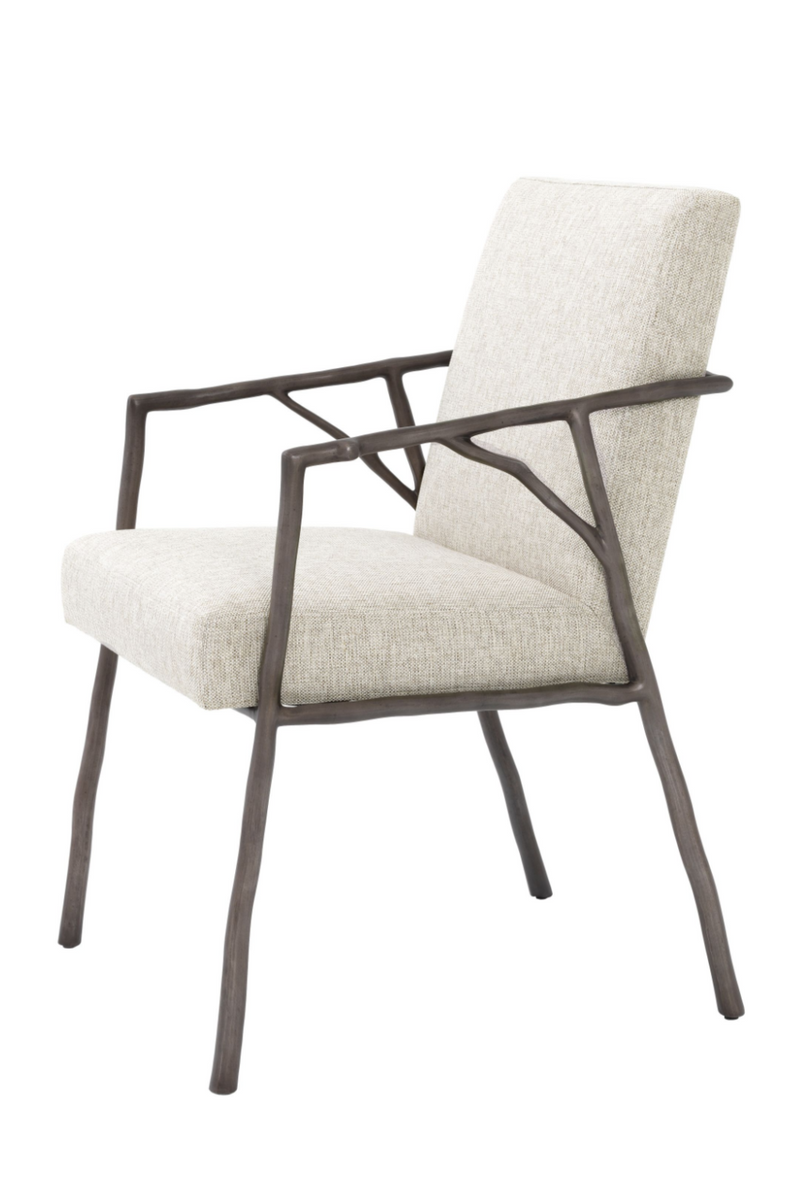 Chaise en tissu naturel et bronze | Eichholtz Antico | Meubleluxe.fr
