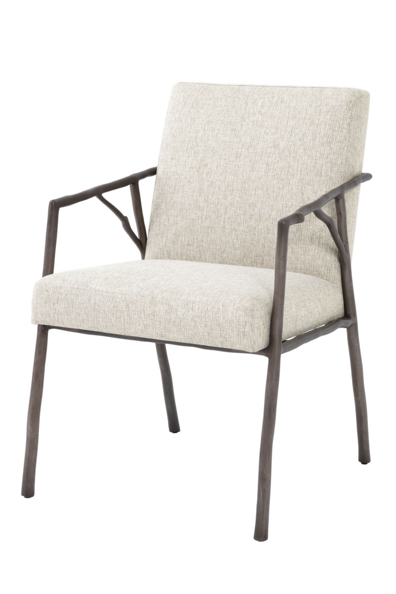 Chaise en tissu naturel et bronze | Eichholtz Antico | Meubleluxe.fr
