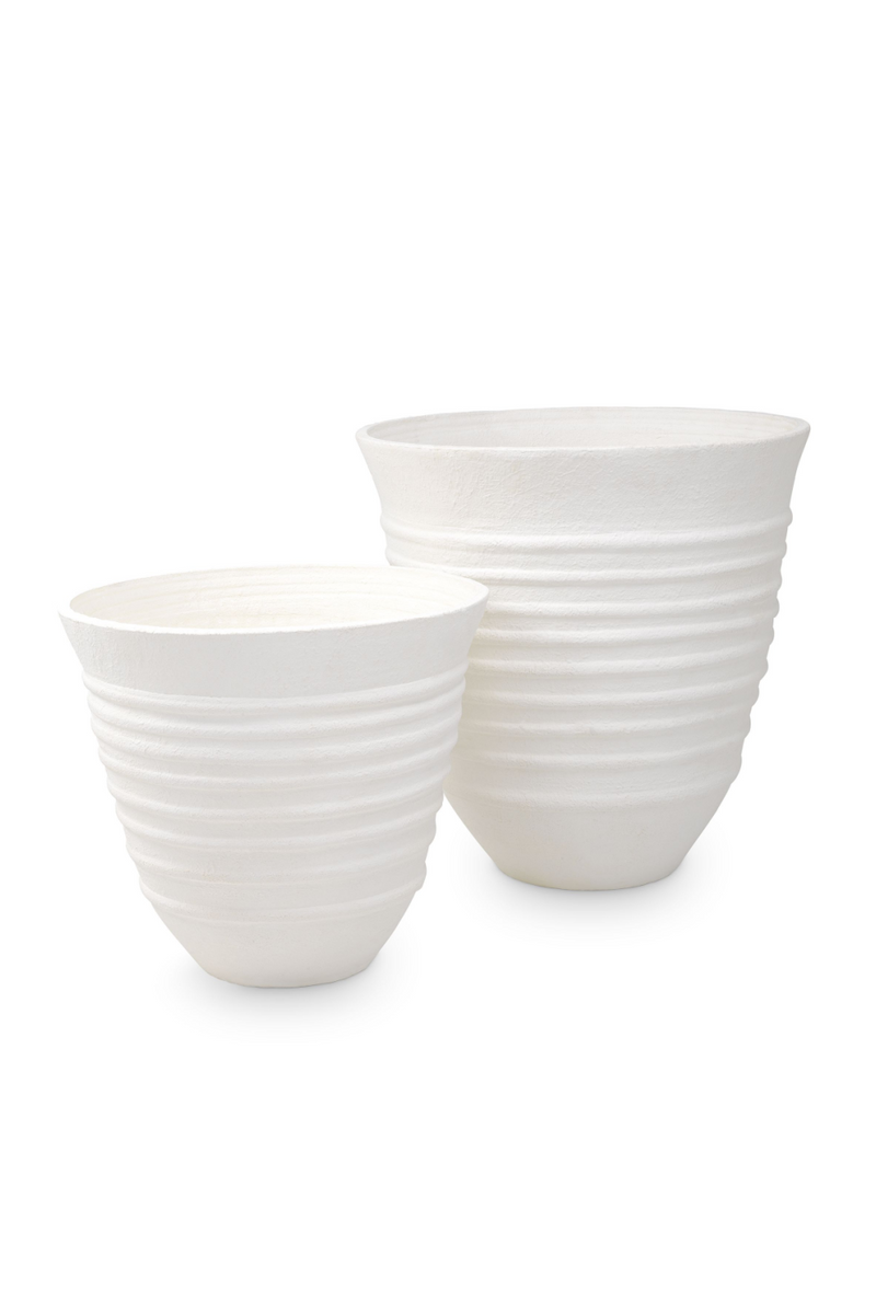 Lot de 2 pots blanc en argile | Eichholtz Herrera | Meubleluxe.fr
