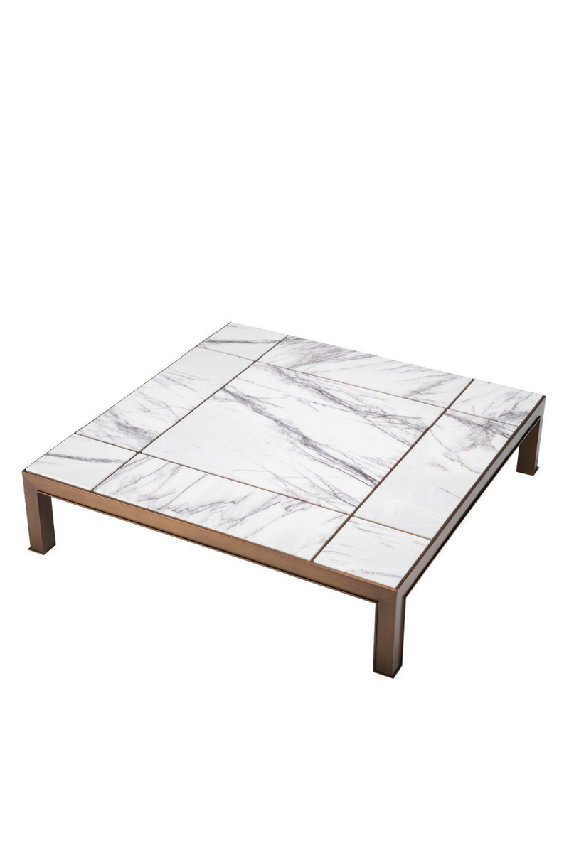 Table basse en marbre blanc et laiton | Eichholtz Tardieu | Meubleluxe.fr