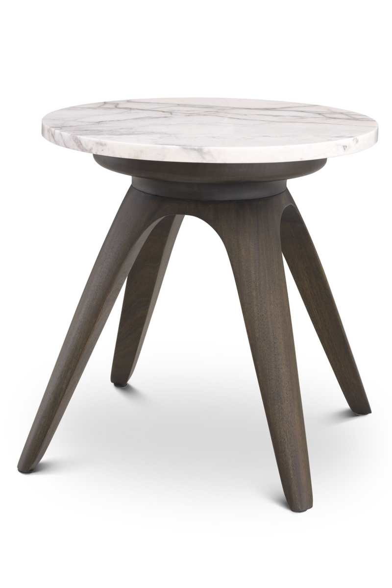 Table d'appoint ronde en marbre blanc | Eichholtz Borre | Meubleluxe.fr