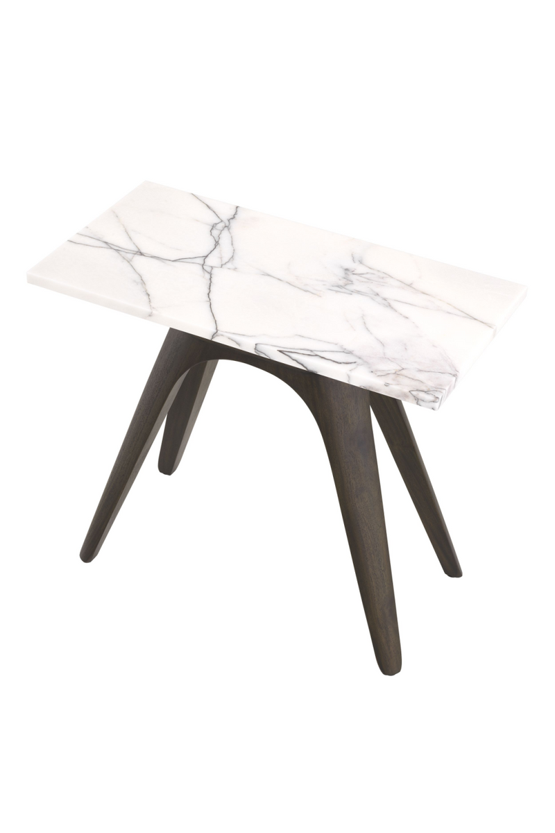 Table d'appoint rectangulaire en marbre blanc | Eichholtz Borre | Meubleluxe.fr