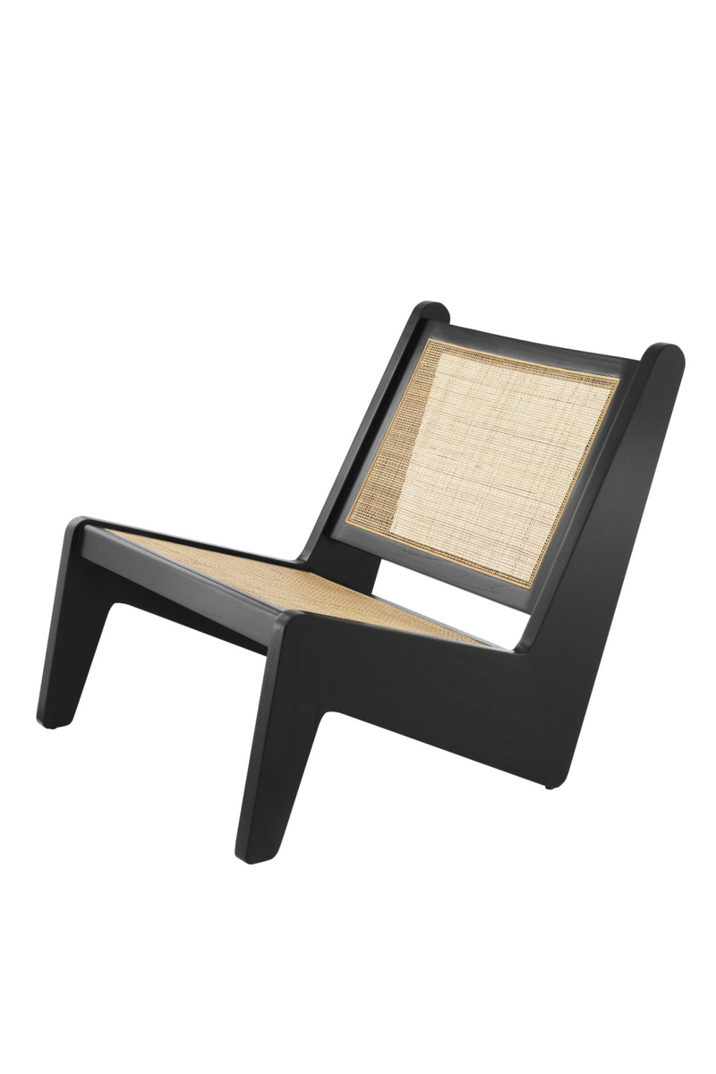 Chaise inclinée noire en rotin | Eichholtz Aubin | Meubleluxe.fr