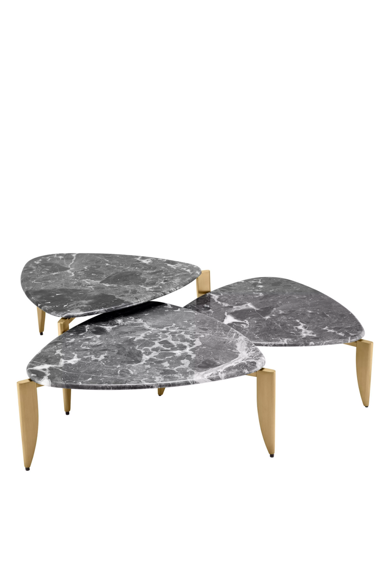Table basse en laiton brossé et marbre gris (lot de 3) | Eichholtz Regioni | Meubleluxe.fr