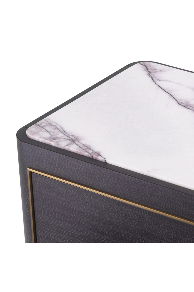 Table de chevet en chêne anthracite et marbre blanc | Eichholtz Corazon | Meubleluxe.fr