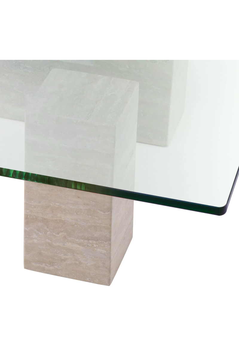 Table basse en verre et travertin | Eichholtz Ikal | Meubleluxe.fr