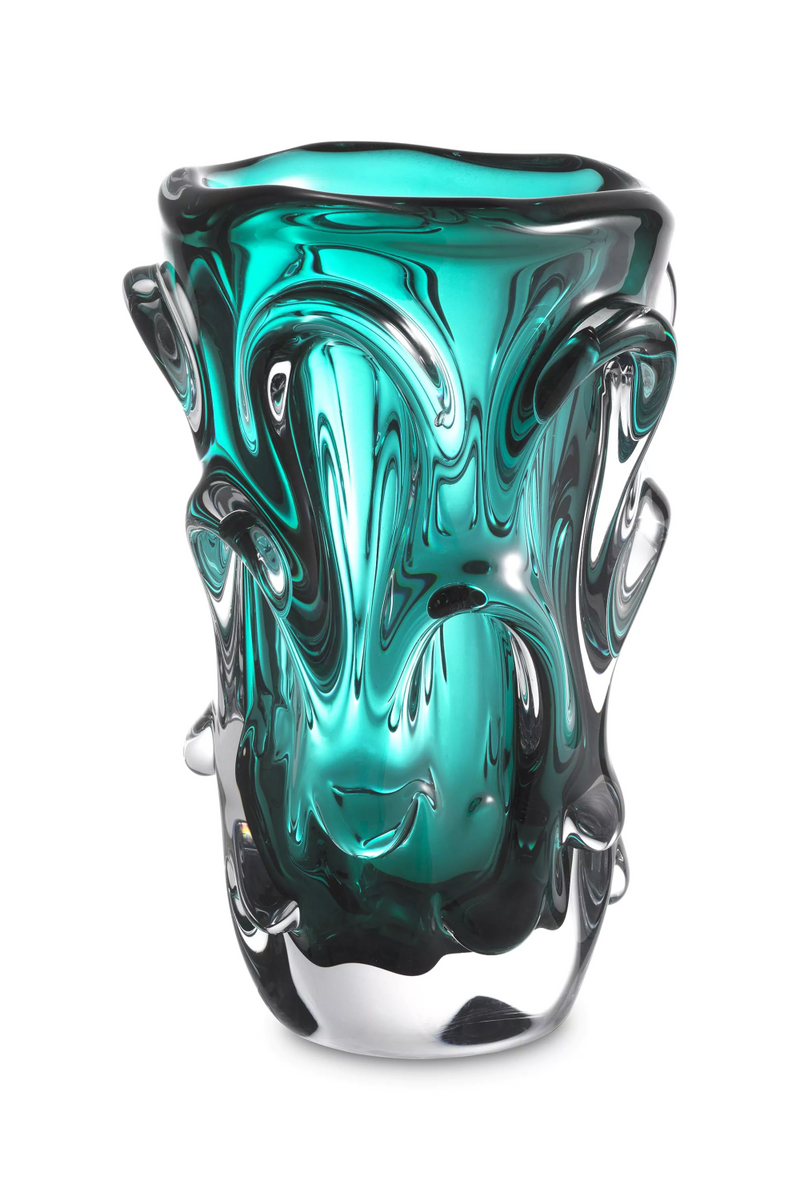 Vase turquoise en verre soufflé | Eichholtz Aila L | Meubleluxe.fr