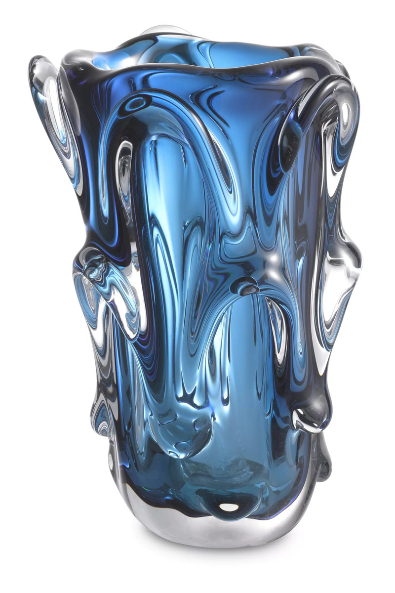 Vase bleu en verre soufflé | Eichholtz Aila L | Meubleluxe.fr