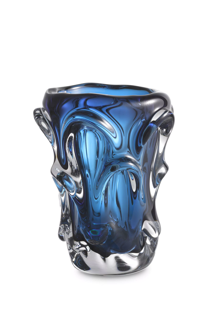 Vase bleu en verre soufflé | Eichholtz Aila S | Meubleluxe.fr