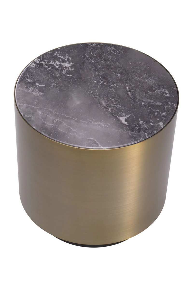 Table d'appoint ronde en laiton et marbre gris | Eichholtz Porter