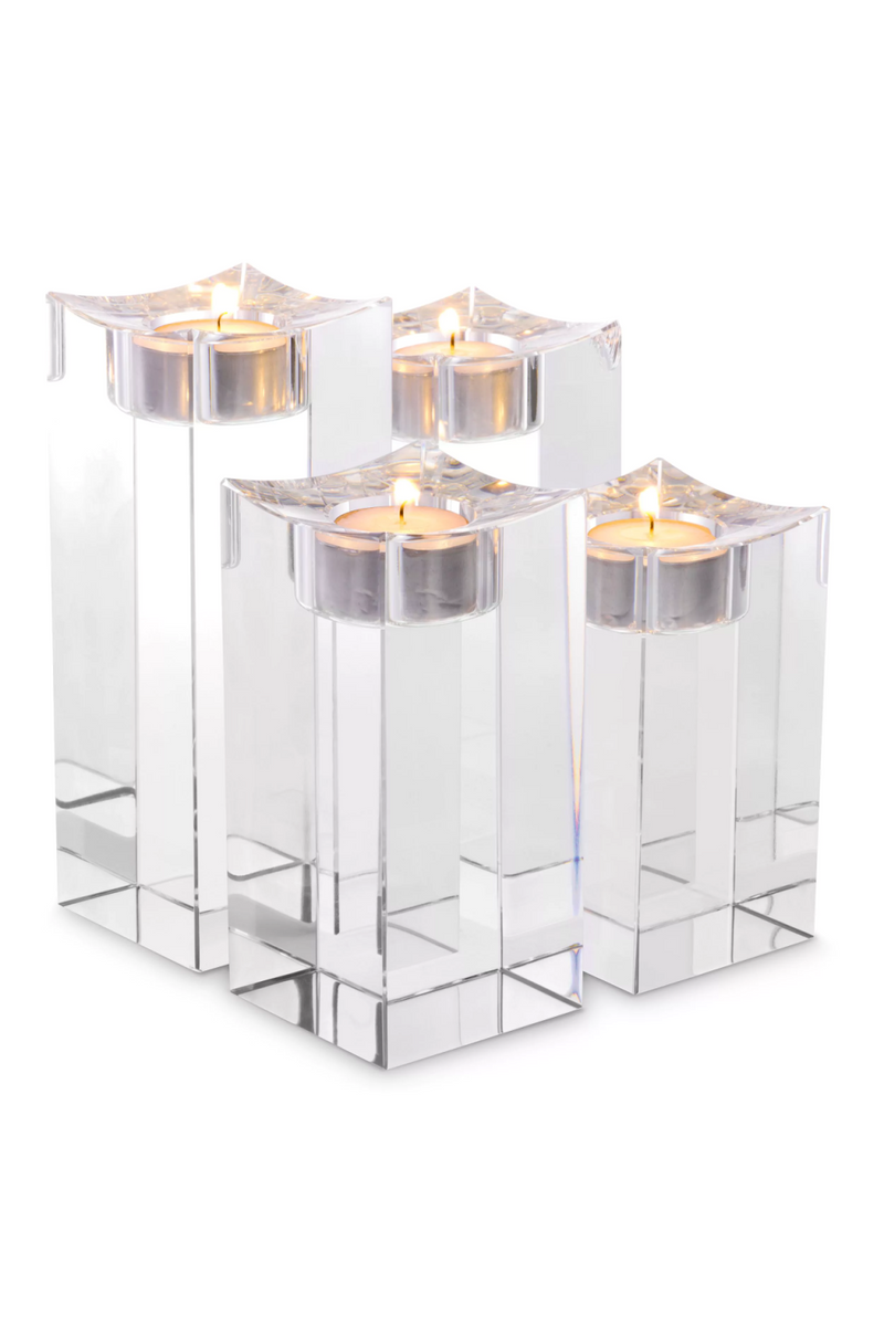 Porte-bougies en cristal (lot de 4) | Eichholtz Giancarlo L | Meubleluxe.fr