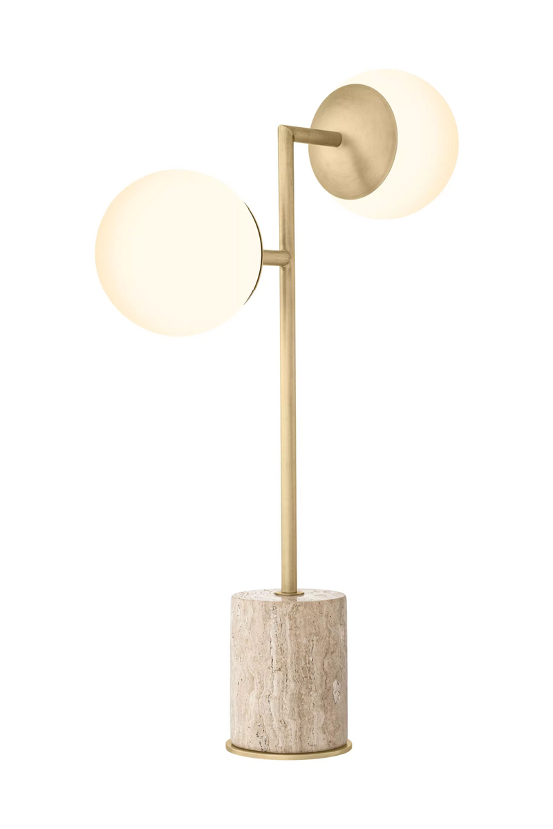Lampe de table en laiton vieilli et travertin | Eichholtz Zanotta | Meubleluxe.fr