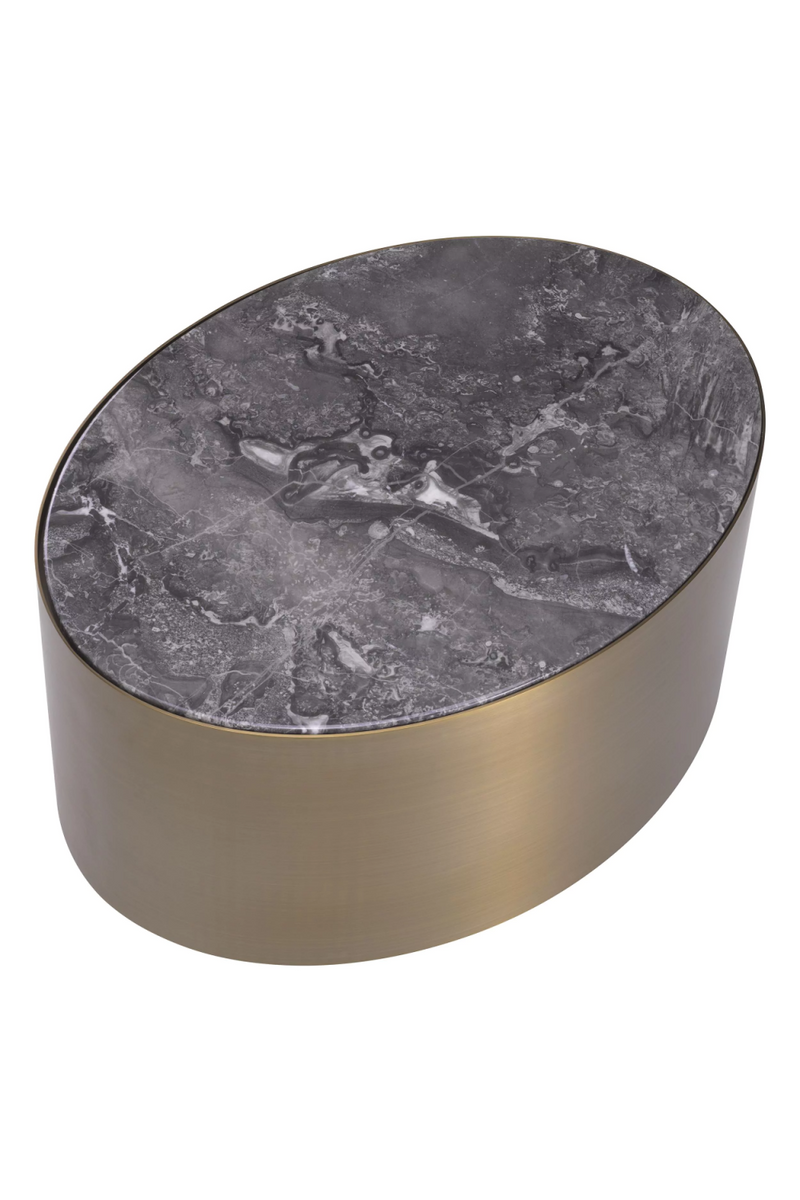 Table d'appoint ovale en laiton et marbre | Eichholtz Porter Oval | Meubleluxe.fr