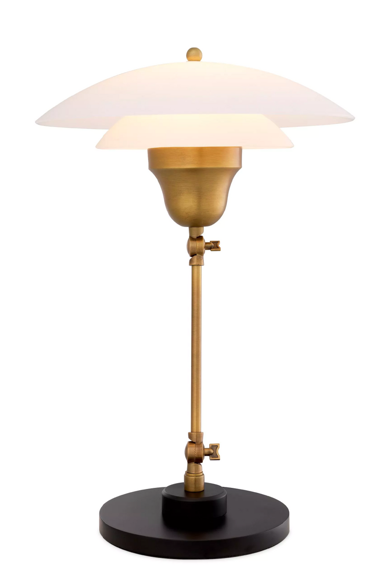 Lampe de table en laiton vieilli et verre blanc | Eichholtz Novento | Meubleluxe.fr