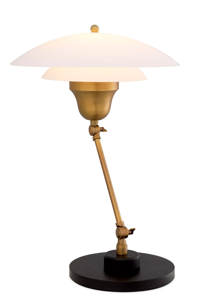 Lampe de table en laiton vieilli et verre blanc | Eichholtz Novento | Meubleluxe.fr