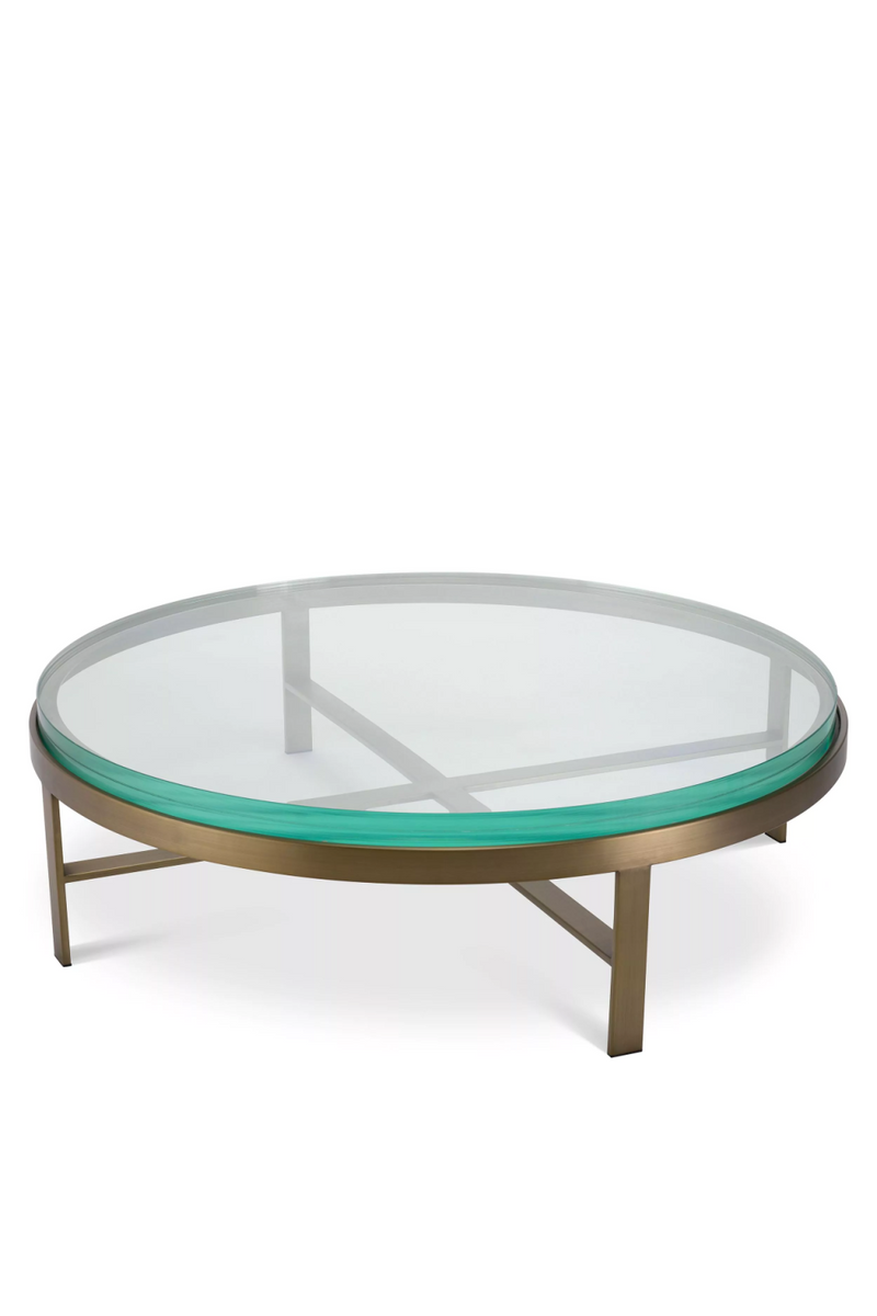 Table basse en verre transparent et laiton brossé | Eichholtz Hoxton | Meubleluxe.fr