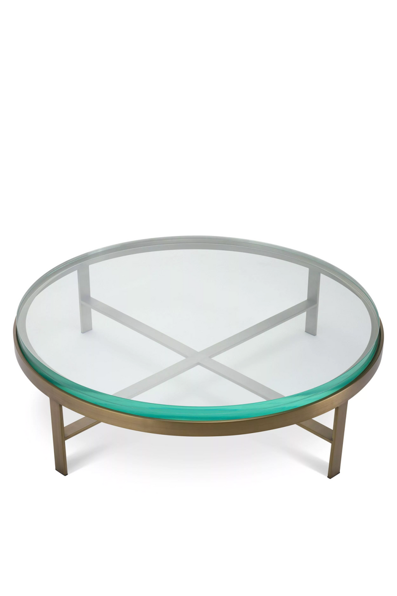 Table basse en verre transparent et laiton brossé | Eichholtz Hoxton | Meubleluxe.fr