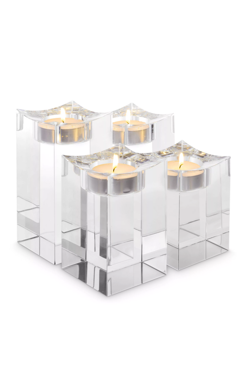 Porte-bougies en cristal (lot de 4) | Eichholtz Giancarlo M | Meubleluxe.fr
