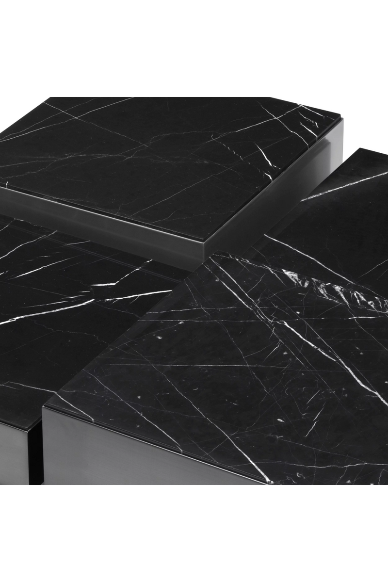 Table basse en marbre noir (lot de 4) | Eichholtz Esposito | Meubleluxe.fr