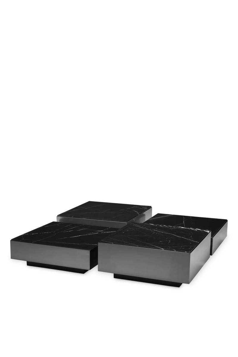 Table basse en marbre noir (lot de 4) | Eichholtz Esposito | Meubleluxe.fr
