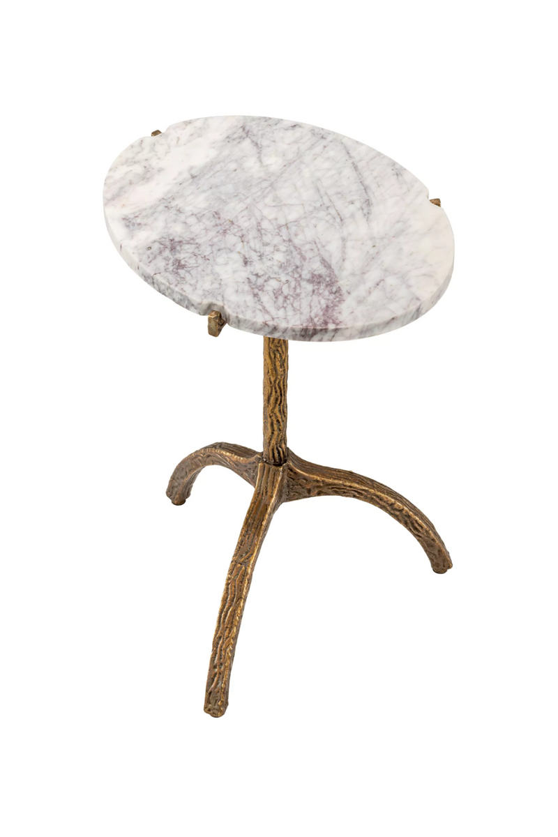 Table d'appoint en marbre blanc et laiton | Eichholtz Cortina | Meubleluxe.fr