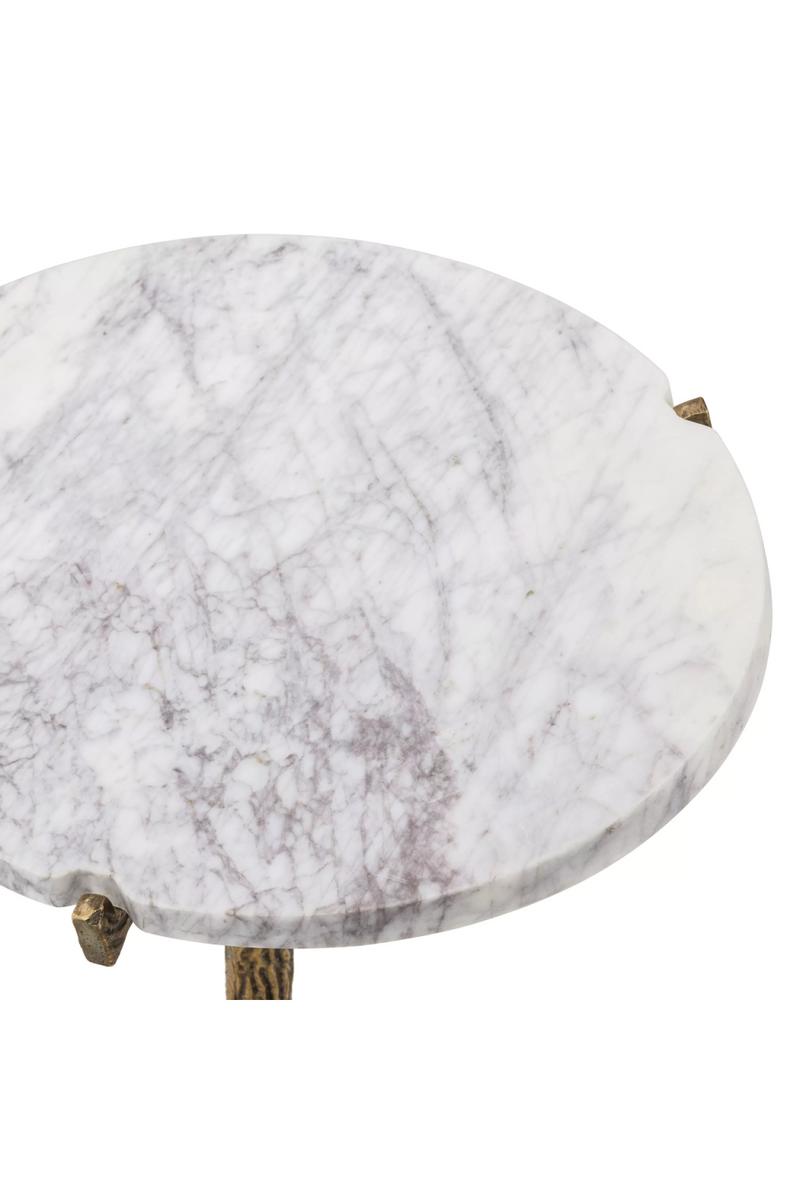 Table d'appoint en marbre blanc et laiton | Eichholtz Cortina | Meubleluxe.fr