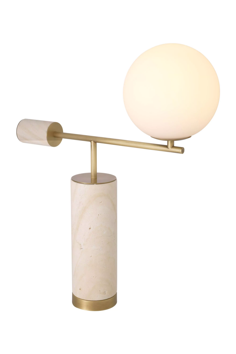 Lampe de table en laiton vieilli et travertin | Eichholtz Xperience | Meubleluxe.fr