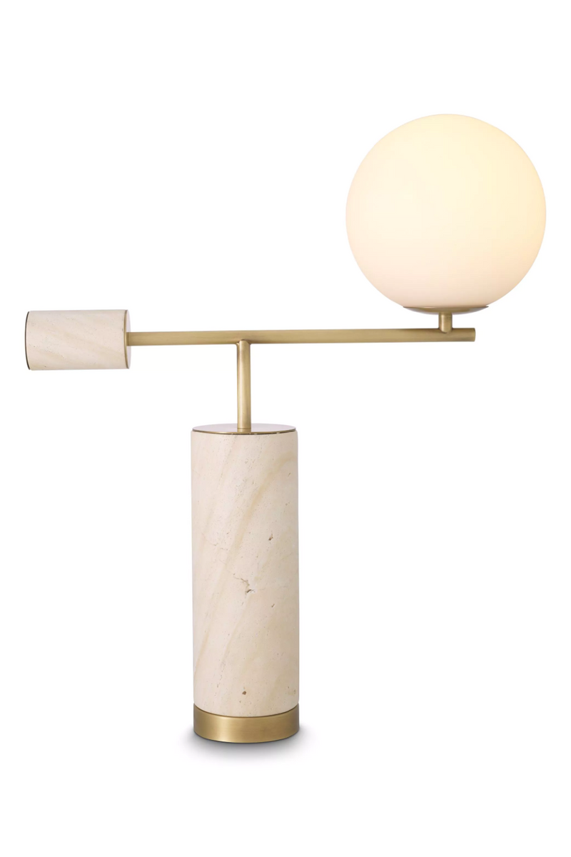 Lampe de table en laiton vieilli et travertin | Eichholtz Xperience | Meubleluxe.fr