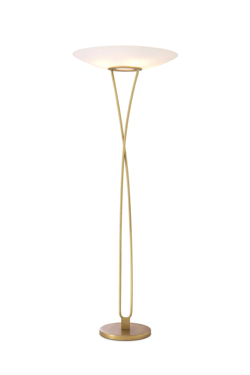Lampadaire en laiton vieilli et verre blanc | Eichholtz Laila | Meubleluxe.fr