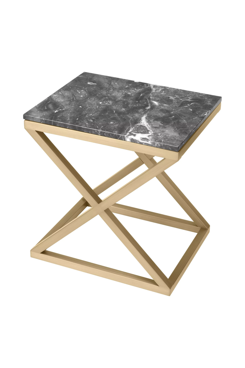 Table d'appoint en laiton brossé et marbre gris | Eichholtz Criss Cross | Meubleluxe.fr