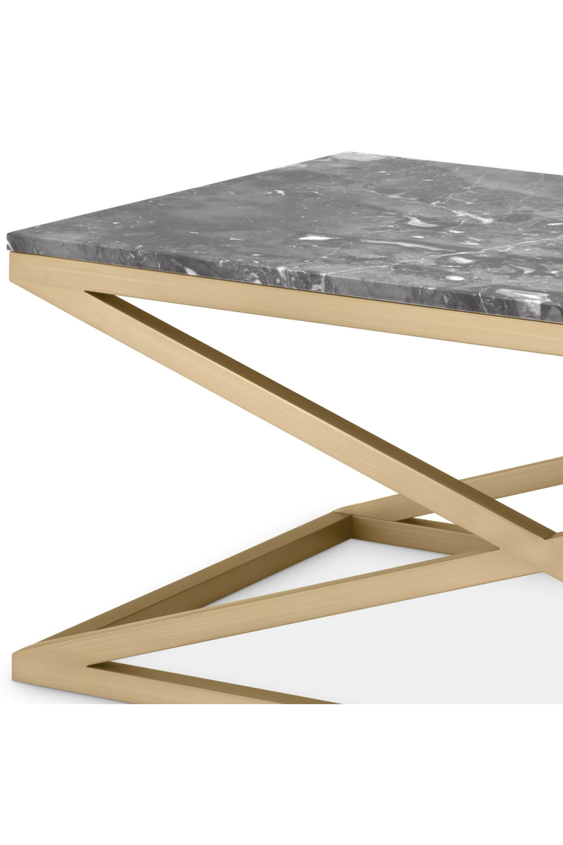 Table basse en laiton brossé et marbre gris | Eichholtz Criss Cross | Meubleluxe.fr