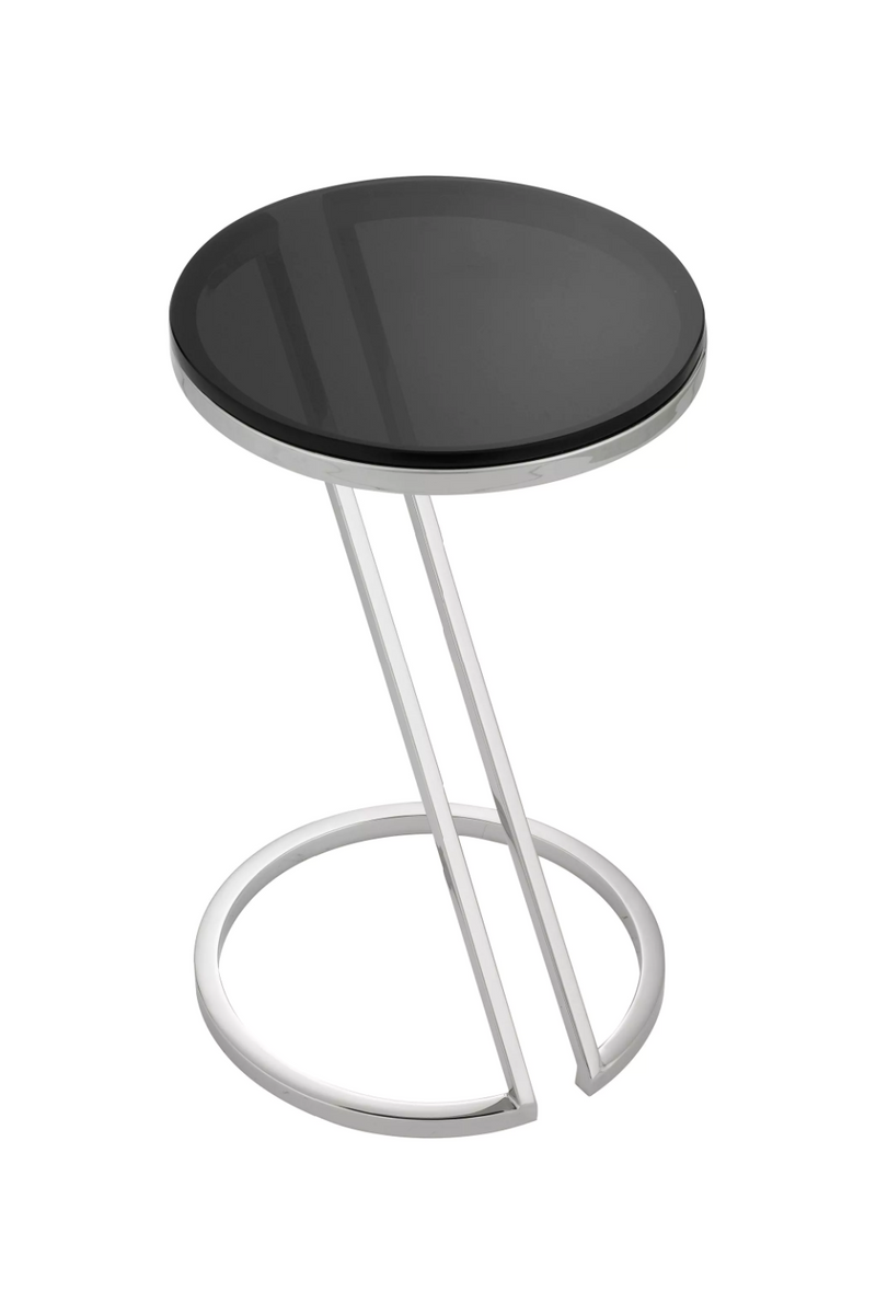 Table d'appoint nickelée et verre fumé | Eichholtz Falcone | Meubleluxe.fr