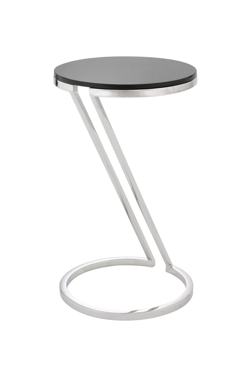 Table d'appoint nickelée et verre fumé | Eichholtz Falcone | Meubleluxe.fr