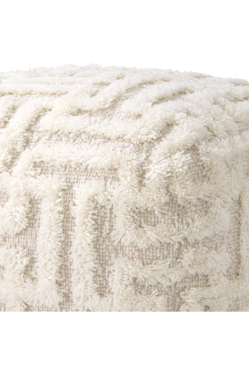 Pouf ivoire en laine | Eichholtz Amphion | Meubleluxe.fr