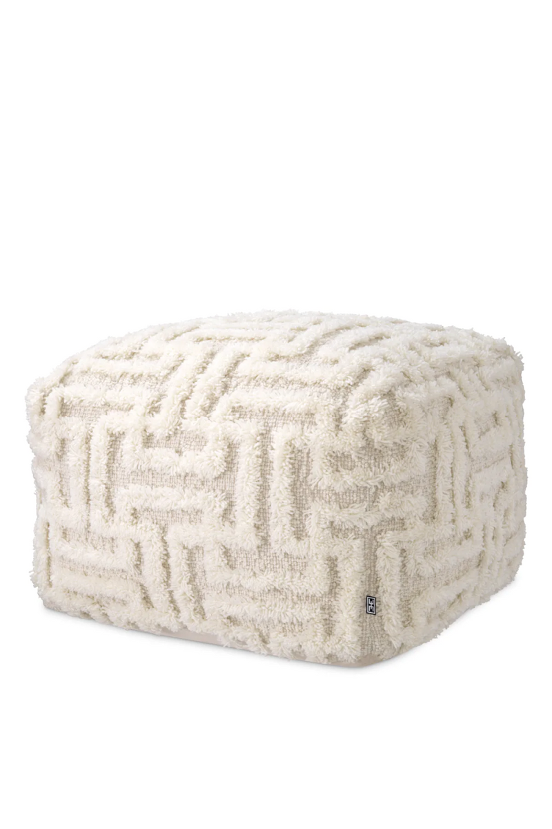 Pouf ivoire en laine | Eichholtz Amphion | Meubleluxe.fr