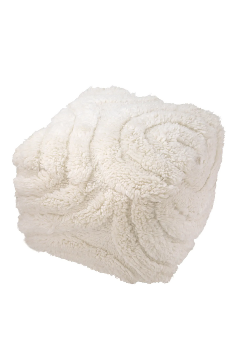 Pouf ivoire en laine | Eichholtz Andres | Meubleluxe.fr