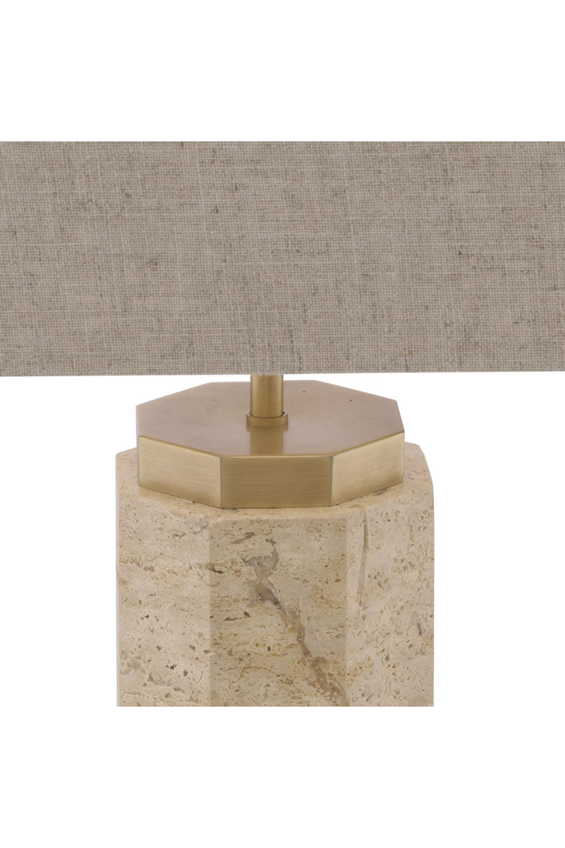 Lampe de table en laiton brossé et travertin | Eichholtz Newman | Meubleluxe.fr
