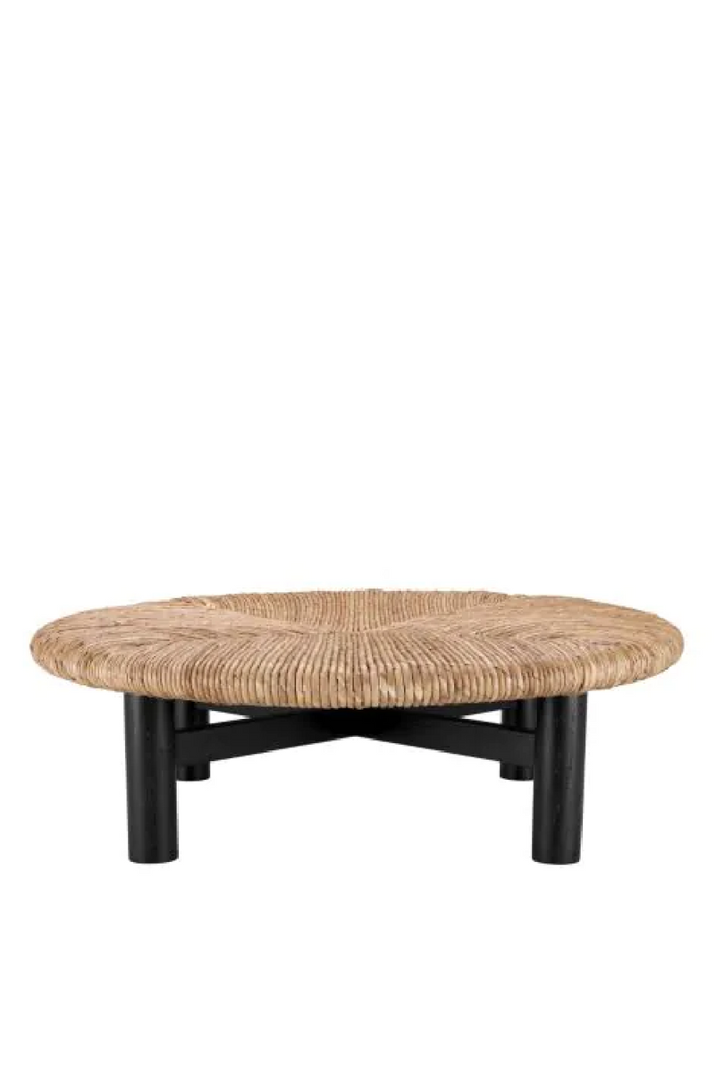 Table basse en bois noir et jonc de mer | Eichholtz Costello | Meubleluxe.fr